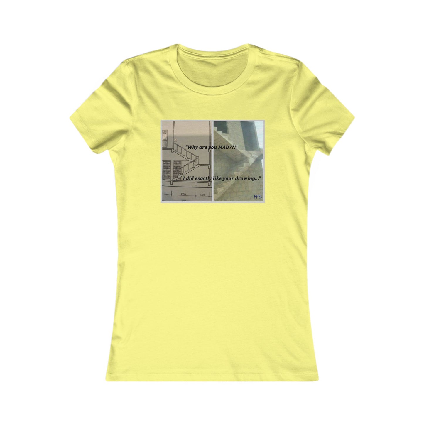 Comical Architectural Irony Stairs Sketch (Women - Premium Cotton Tee)