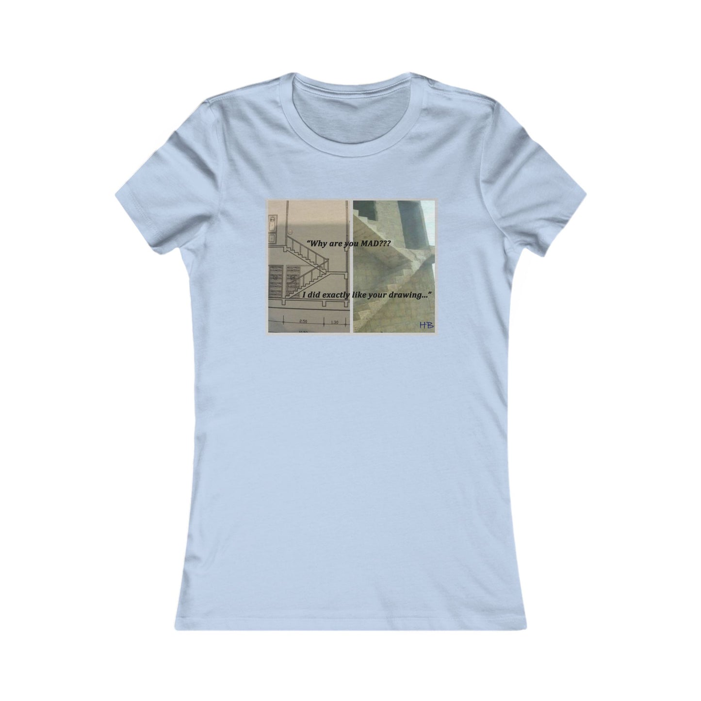 Comical Architectural Irony Stairs Sketch (Women - Premium Cotton Tee)