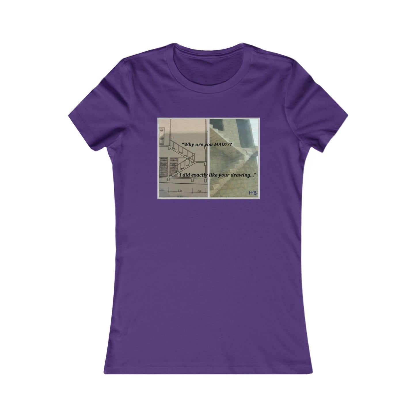 Comical Architectural Irony Stairs Sketch (Women - Premium Cotton Tee)