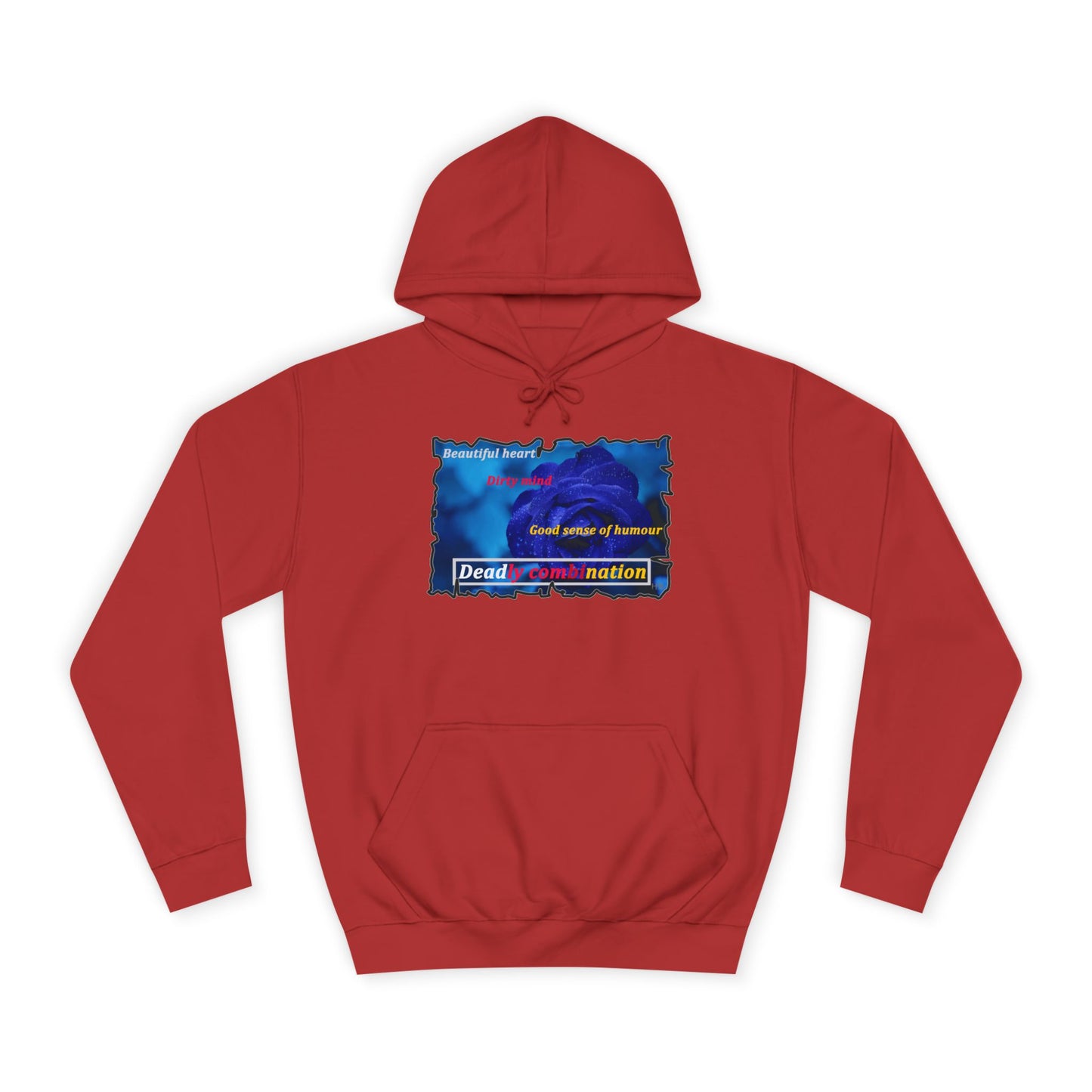 Sophisticated Edge Deadly Combo Elegance meets Attitude using Dark Blue Rose (Hoodie - Cozy and Durable)