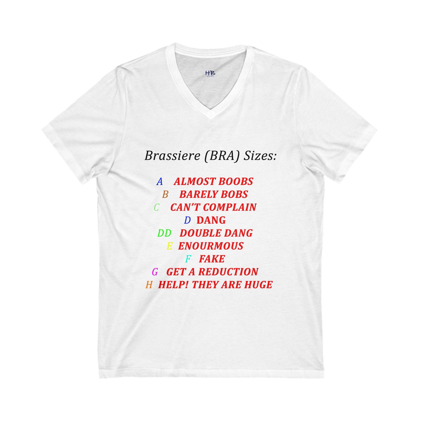 Humorous Bra Sizing Chart (Unisex Jersey Short Sleeve V-neck - Comfortable Everyday Wear)