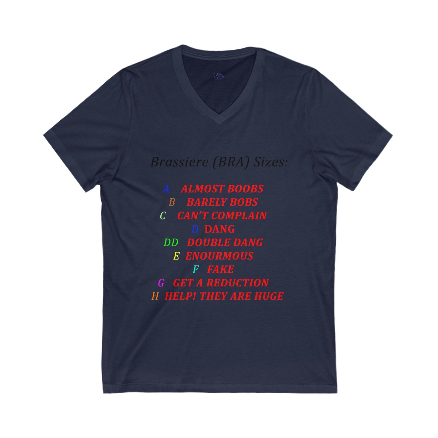 Humorous Bra Sizing Chart (Unisex Jersey Short Sleeve V-neck - Comfortable Everyday Wear)