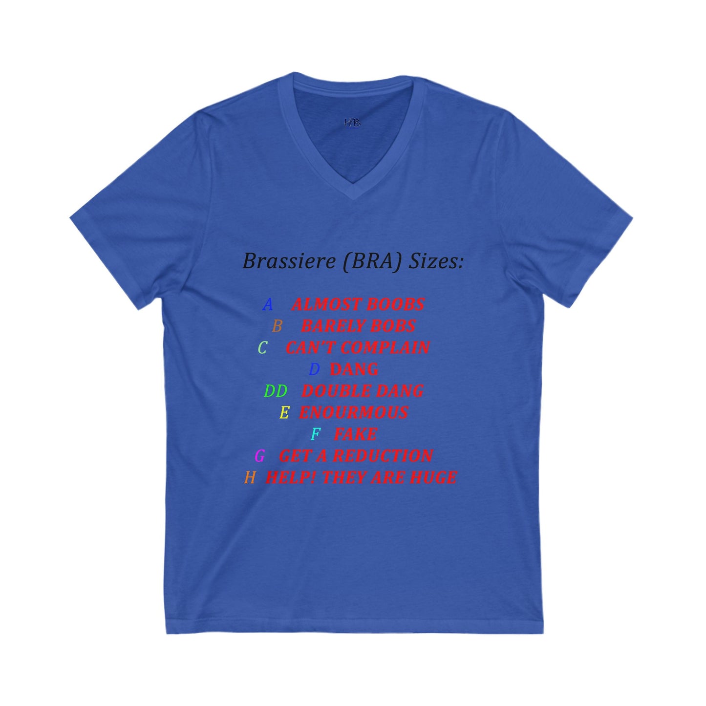Humorous Bra Sizing Chart (Unisex Jersey Short Sleeve V-neck - Comfortable Everyday Wear)