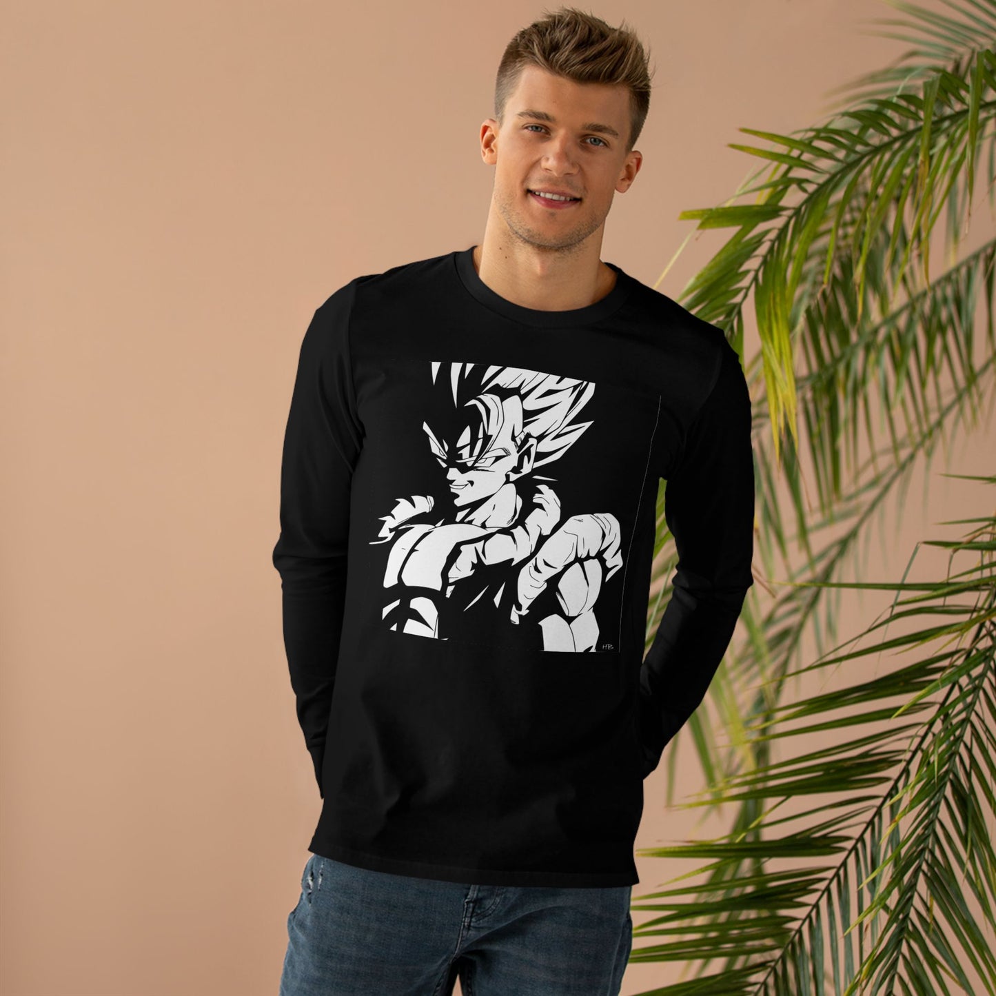 Get Yours Now -- Japanese Superhero anime in black and white (Men's Base Longsleeve Tee - All-Season Wear)