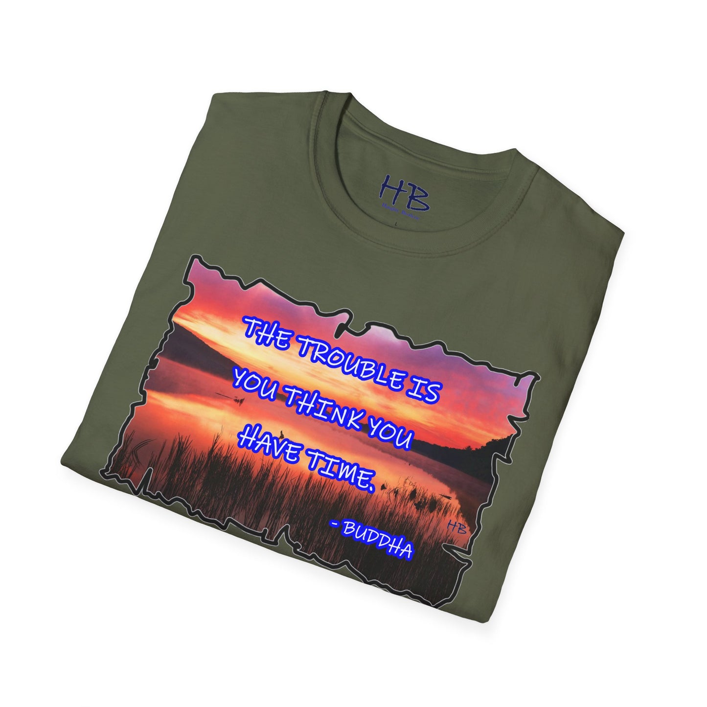 Buddha's Timeless Horizon Harmony; Philosophical Mirage Ethereal Lake Sunset Discourse