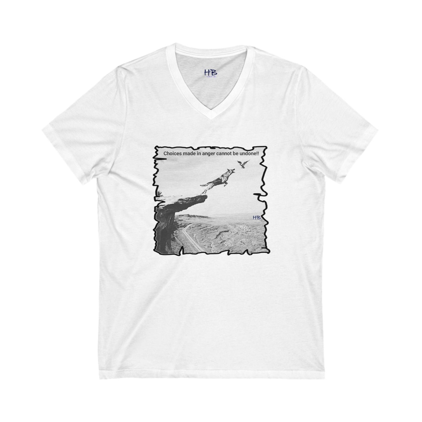 UnWise Woof Cliffhanger Choice Anger's Edge  (Unisex Jersey Short Sleeve V-neck - Comfortable Everyday Wear)