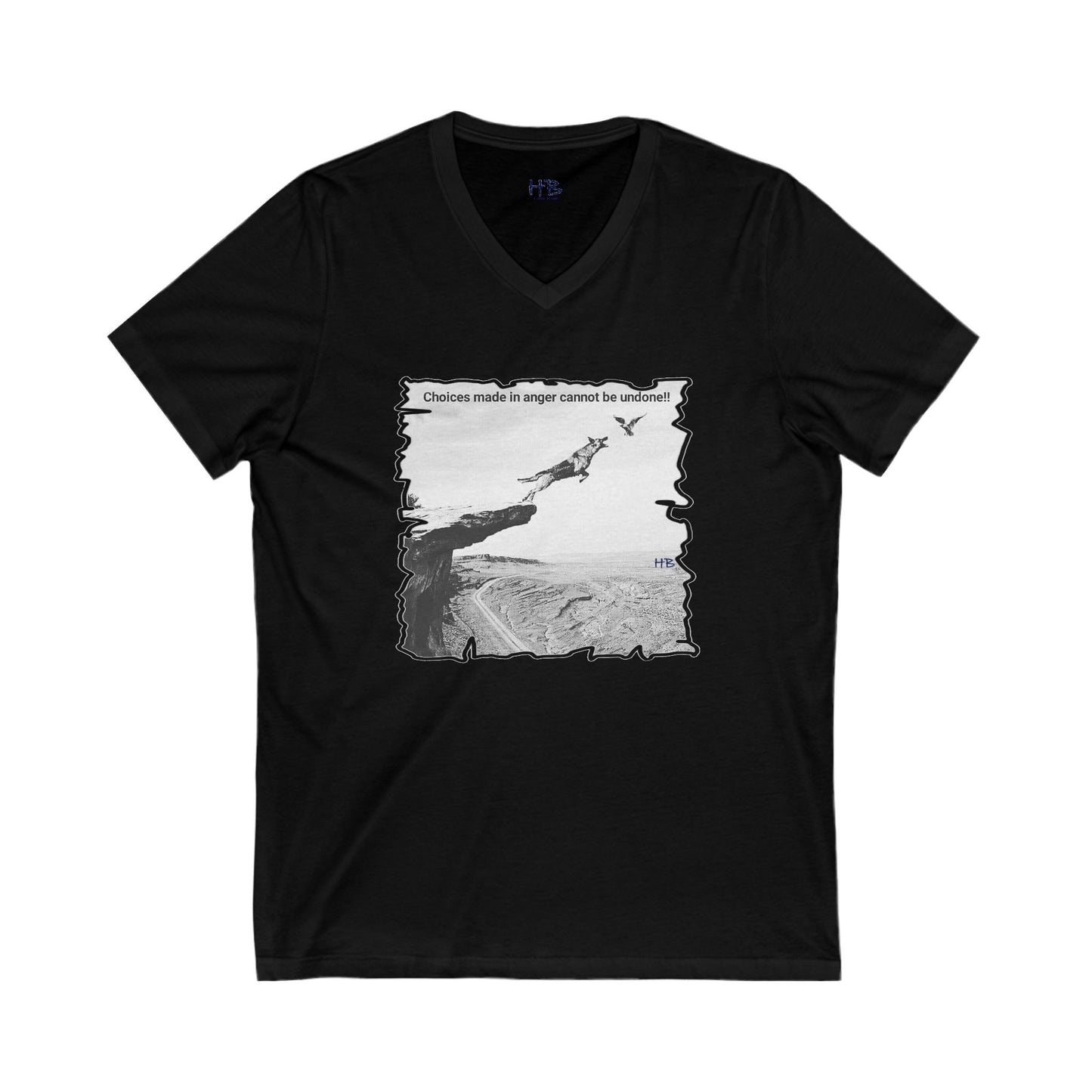 UnWise Woof Cliffhanger Choice Anger's Edge  (Unisex Jersey Short Sleeve V-neck - Comfortable Everyday Wear)