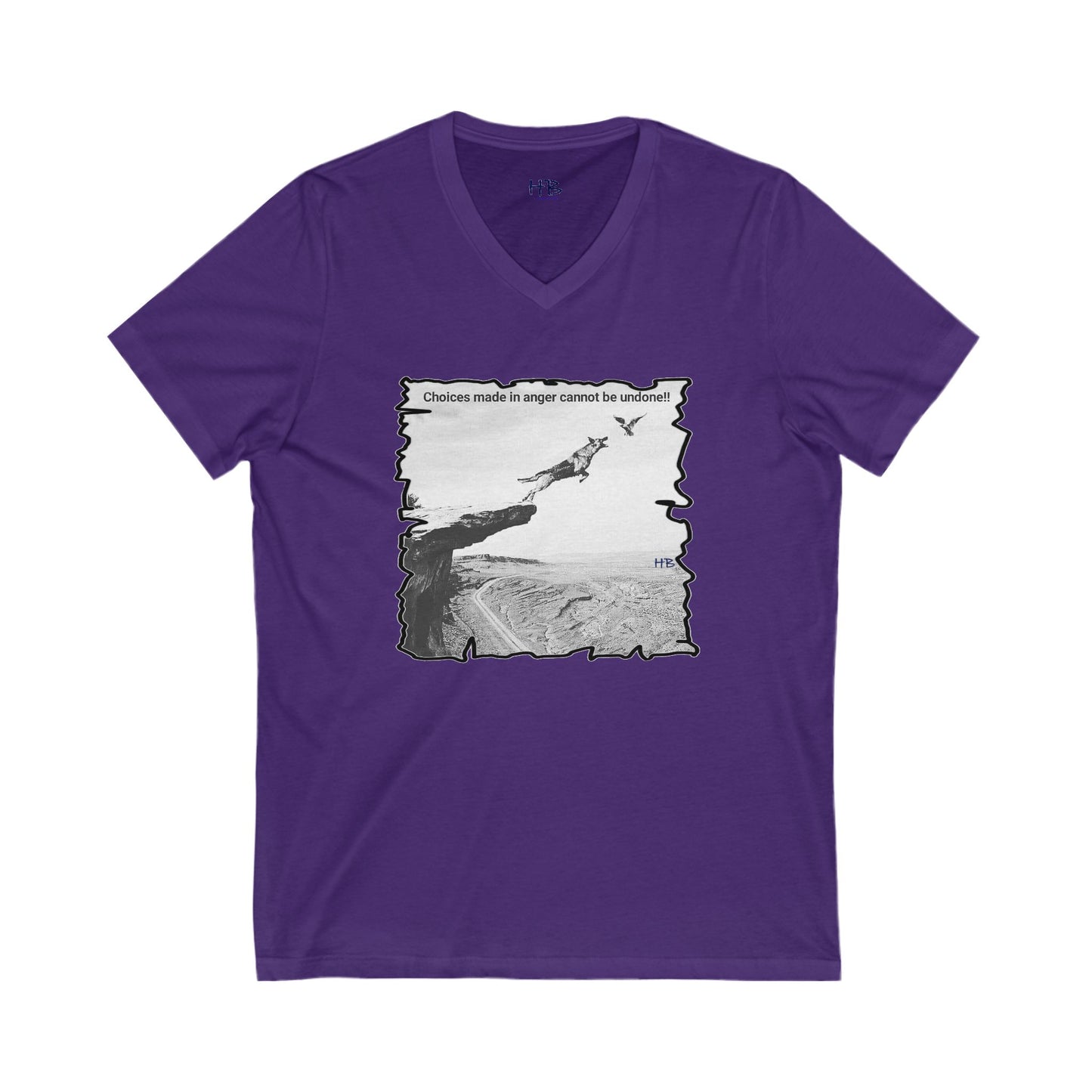 UnWise Woof Cliffhanger Choice Anger's Edge  (Unisex Jersey Short Sleeve V-neck - Comfortable Everyday Wear)