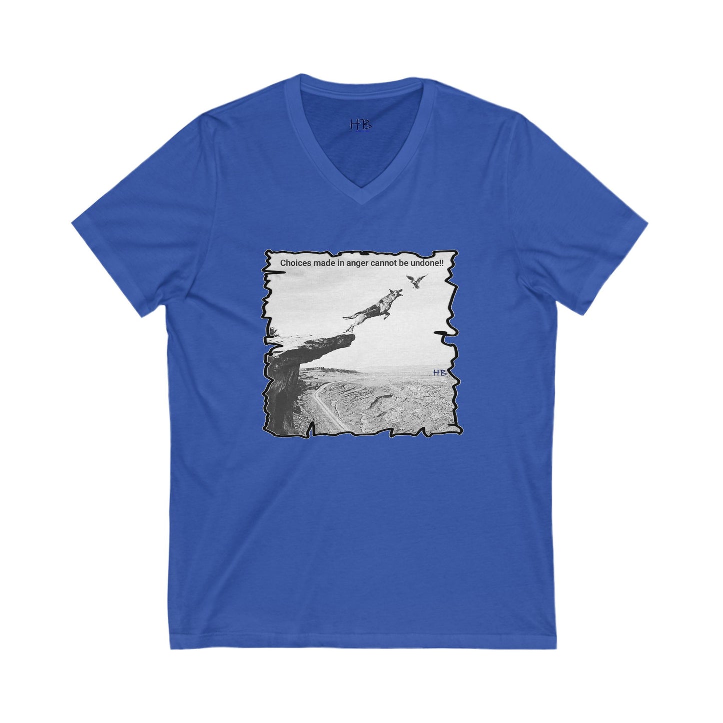 UnWise Woof Cliffhanger Choice Anger's Edge  (Unisex Jersey Short Sleeve V-neck - Comfortable Everyday Wear)