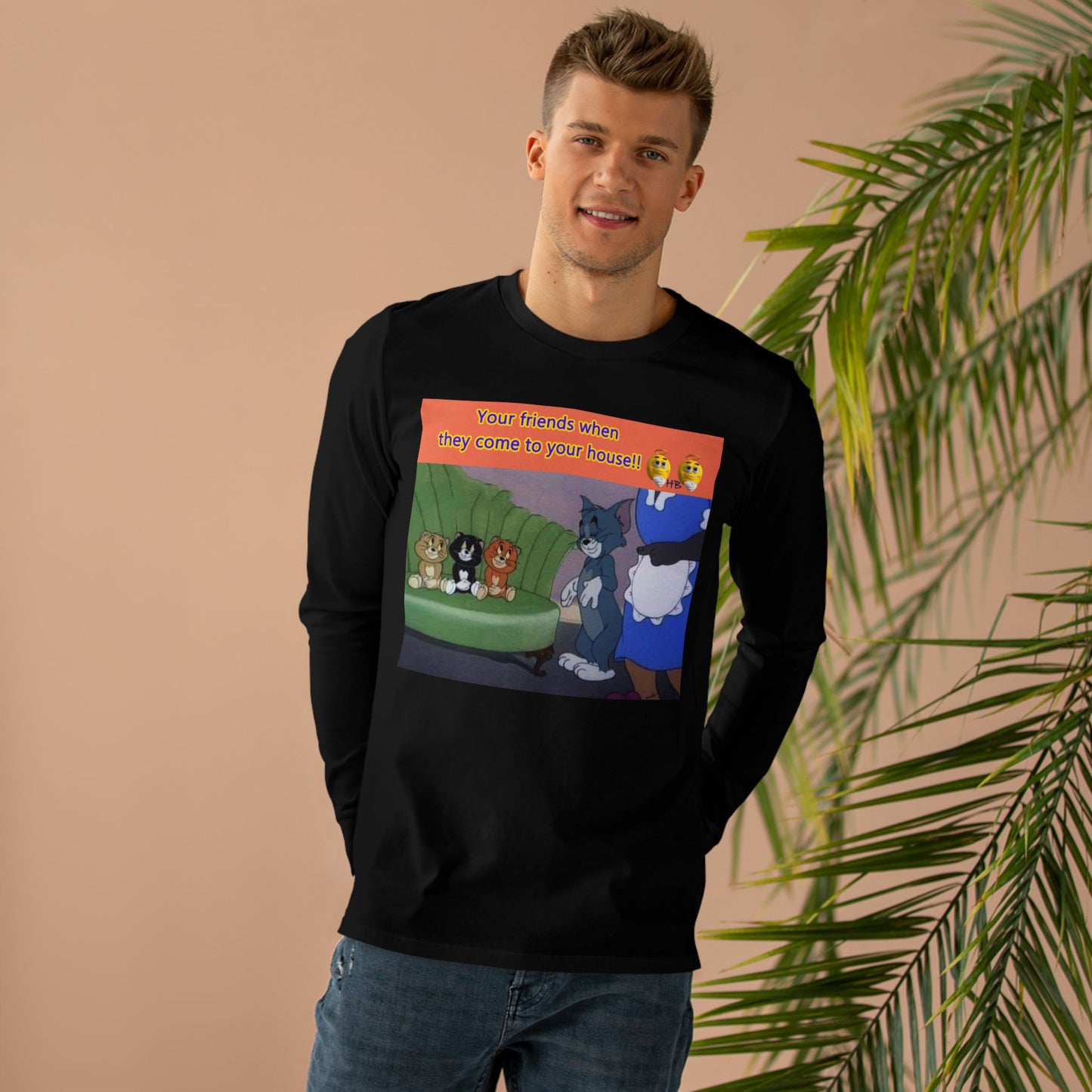 Tom and his innocent looking little friends in front of Mammy (Men's Base Longsleeve Tee - All-Season Wear)