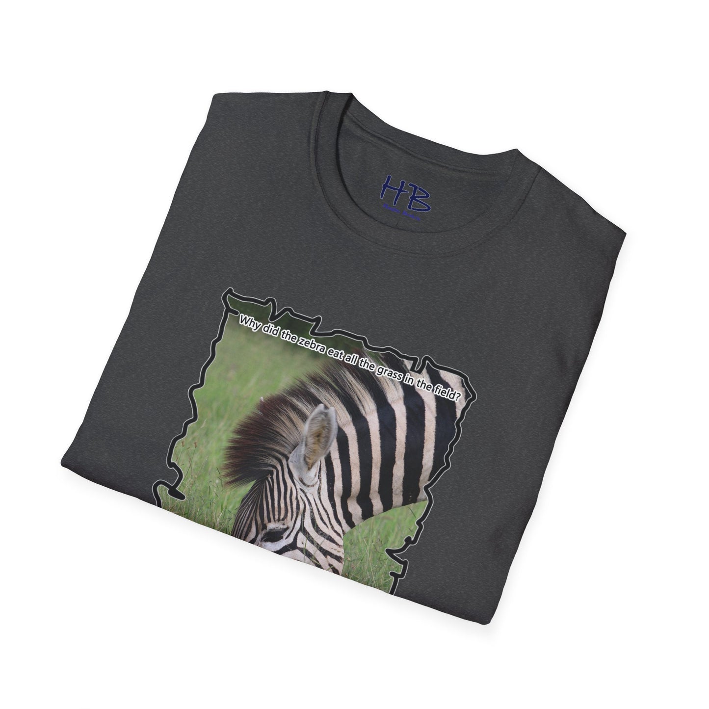 Zebra magnificently eating grass with funny joke