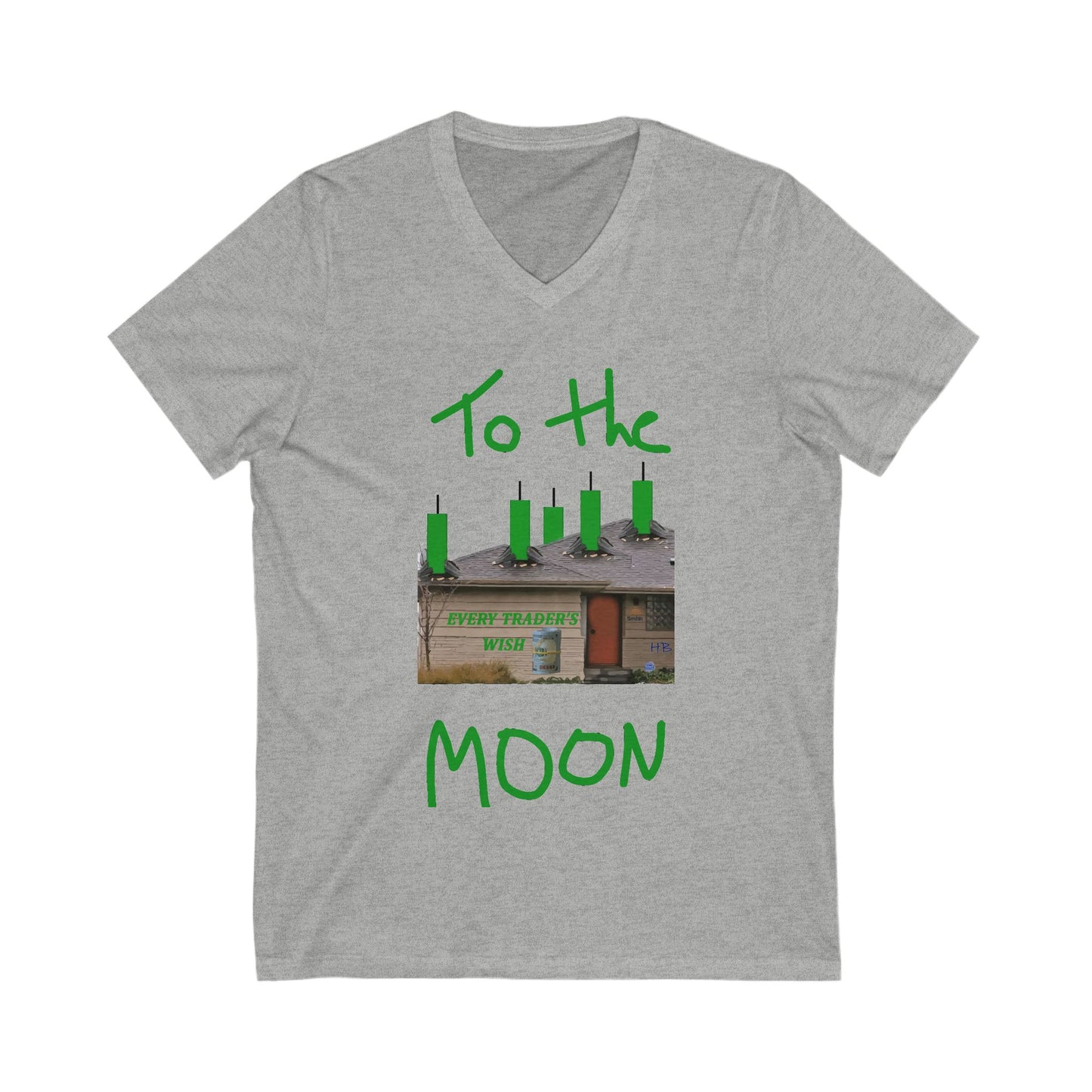 Every stock market trader's dream going to the Moon (Unisex Jersey Short Sleeve V-neck - Comfortable Everyday Wear)