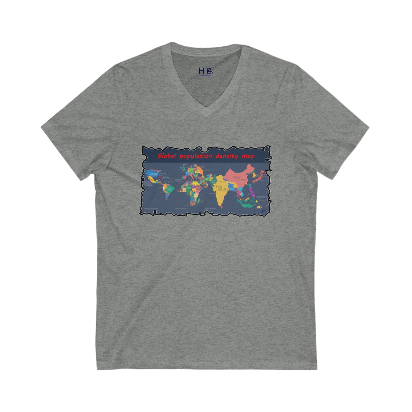 Global density world population (Unisex Jersey Short Sleeve V-neck - Comfortable Everyday Wear)