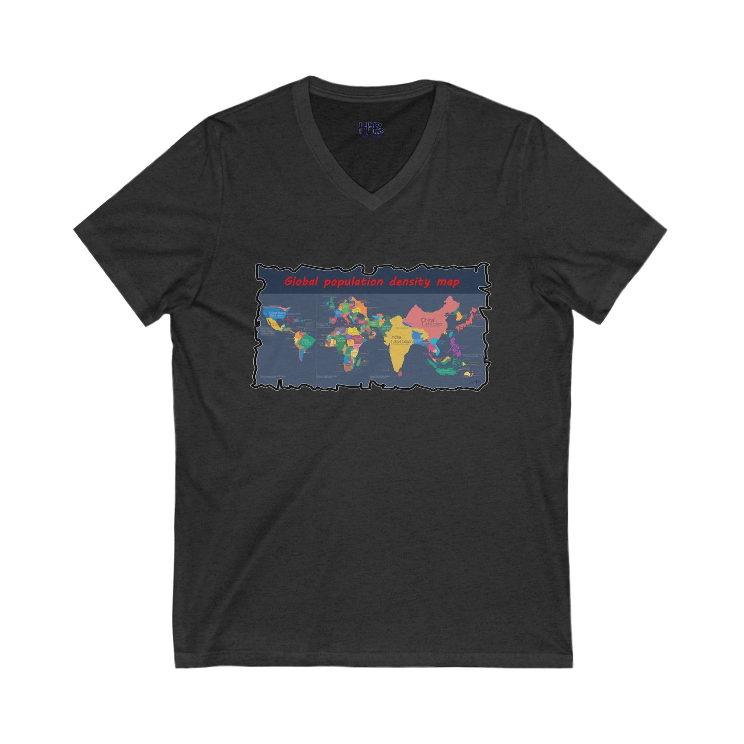 Global density world population (Unisex Jersey Short Sleeve V-neck - Comfortable Everyday Wear)