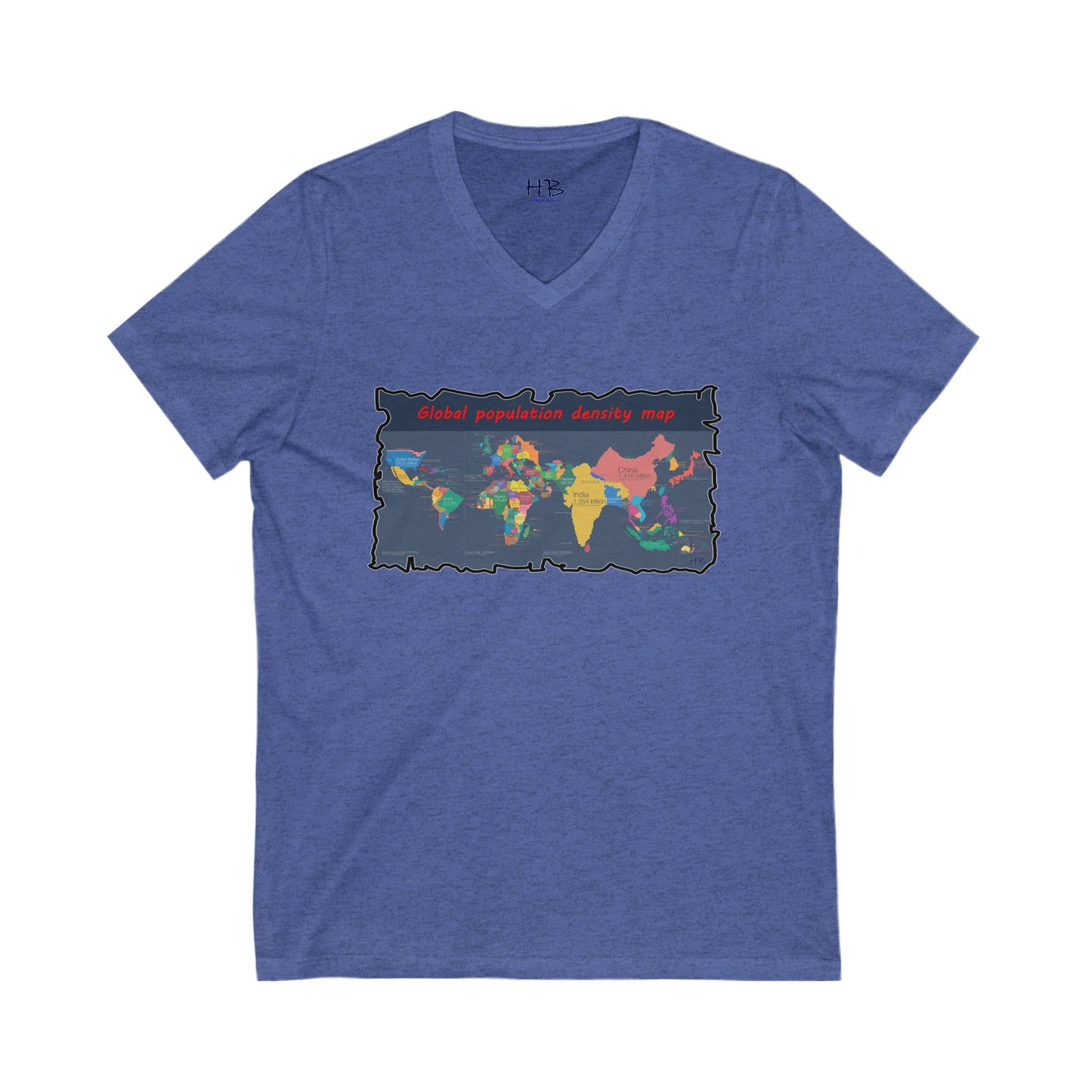 Global density world population (Unisex Jersey Short Sleeve V-neck - Comfortable Everyday Wear)