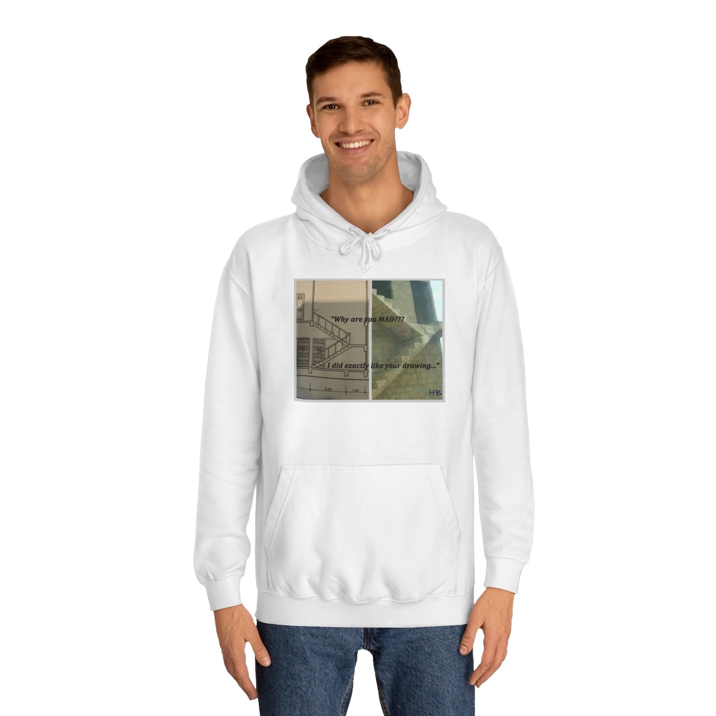 Get Yours Now -- Comical Architectural Irony Stairs Sketch (Hoodie - Cozy and Durable)