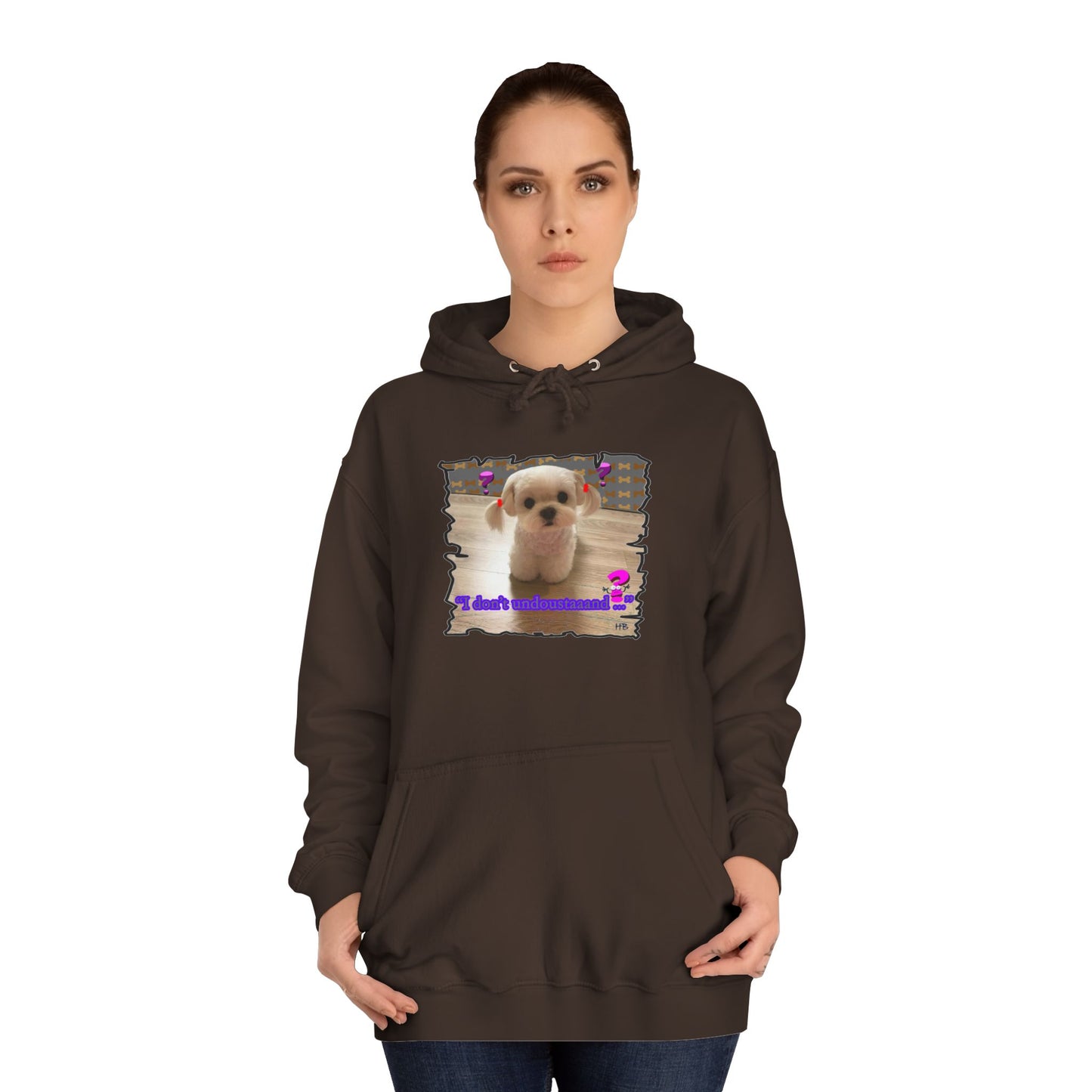 Baby Bichon Maltese with cluelessness innocent look "I don't undoustaaaand" (Hoodie - Cozy and Durable)