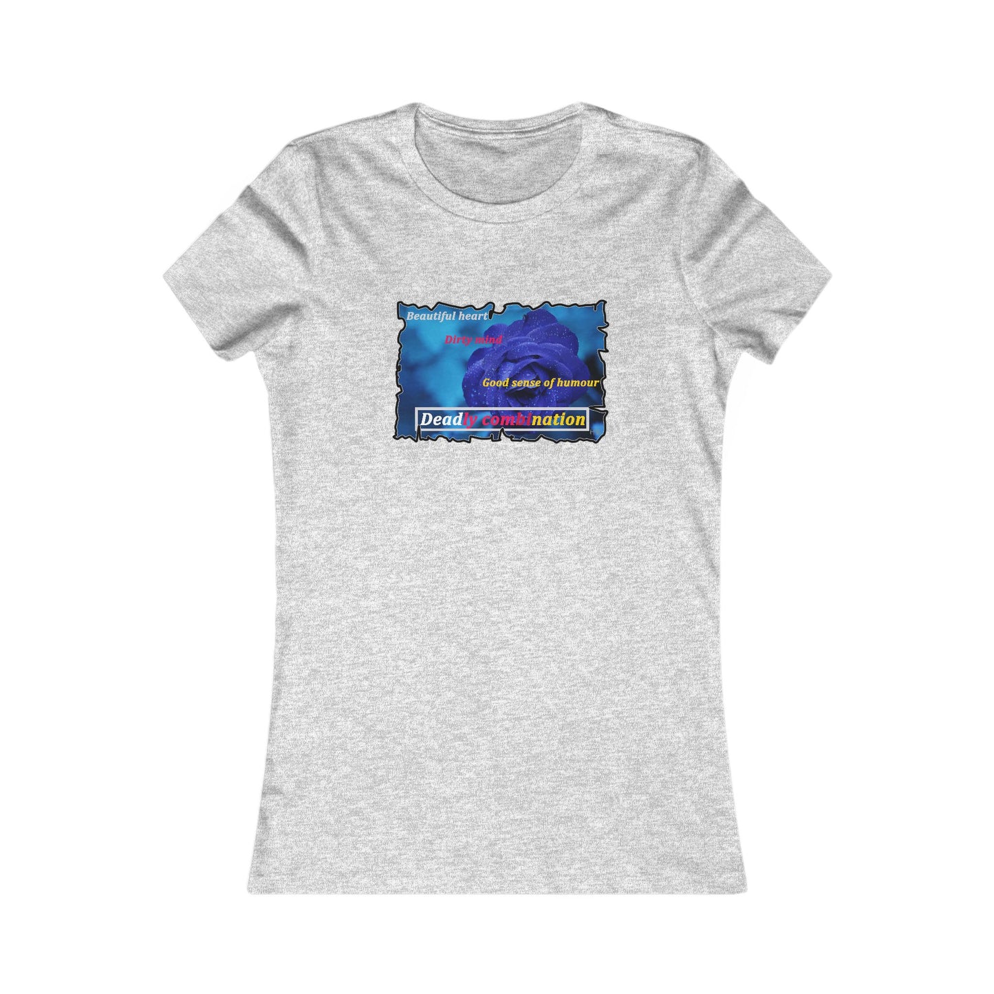 Sophisticated Edge Deadly Combo Elegance meets Attitude using Dark Blue Rose (Women - Premium Cotton Tee)