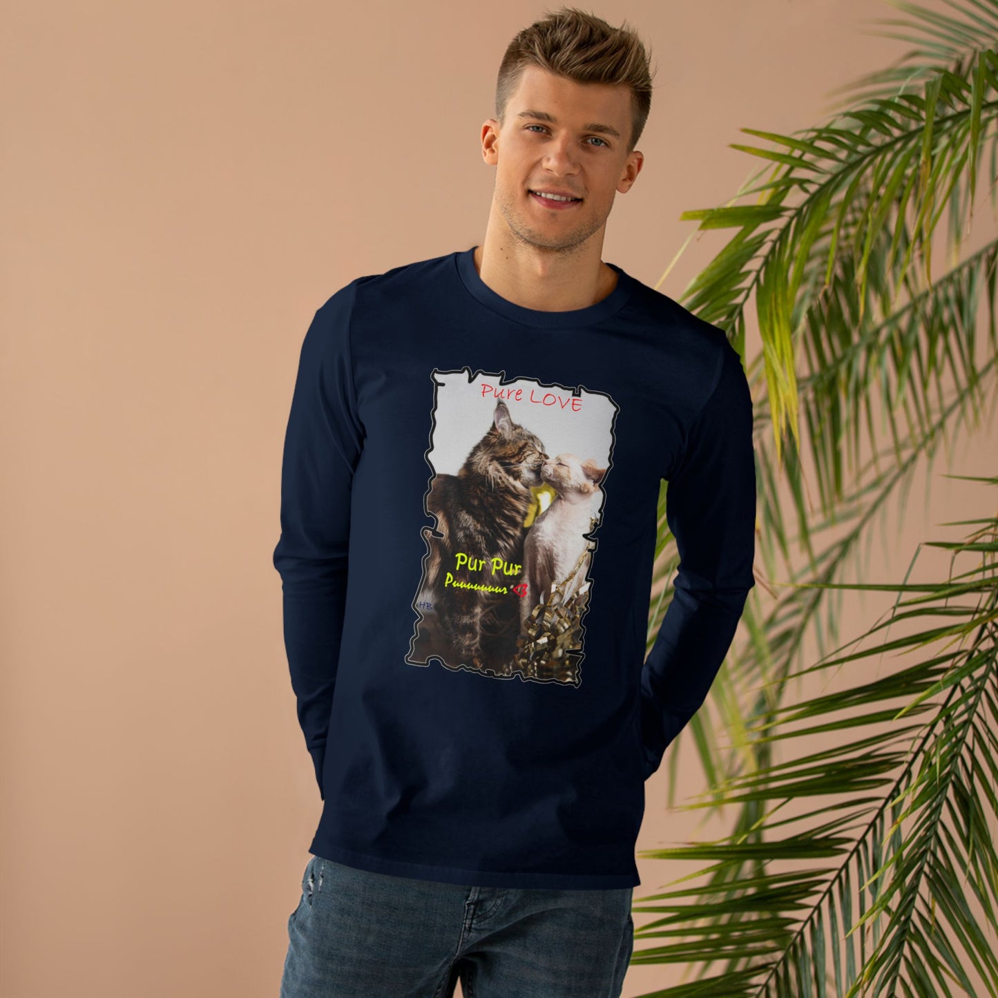 Get Yours Now -- Pure LOVE Cats kissing (Men's Base Longsleeve Tee - All-Season Wear)