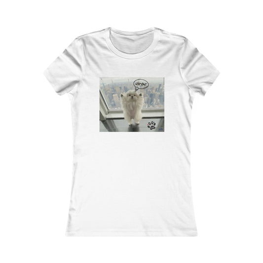 Bichon Maltese paws in the air in trouble with K9 dog patrol (Women - Premium Cotton Tee)