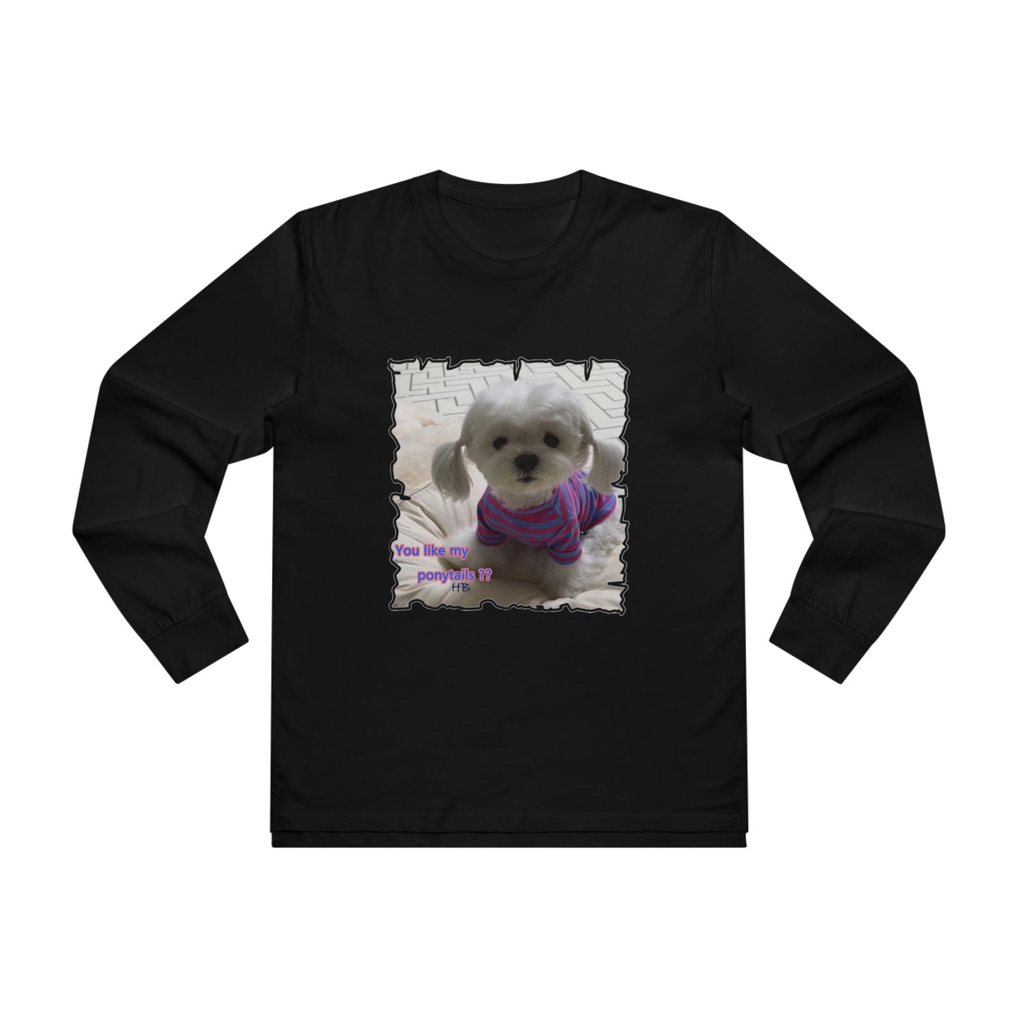 Bichon Maltese extra cute ponytails (Men's Base Longsleeve Tee - All-Season Wear)