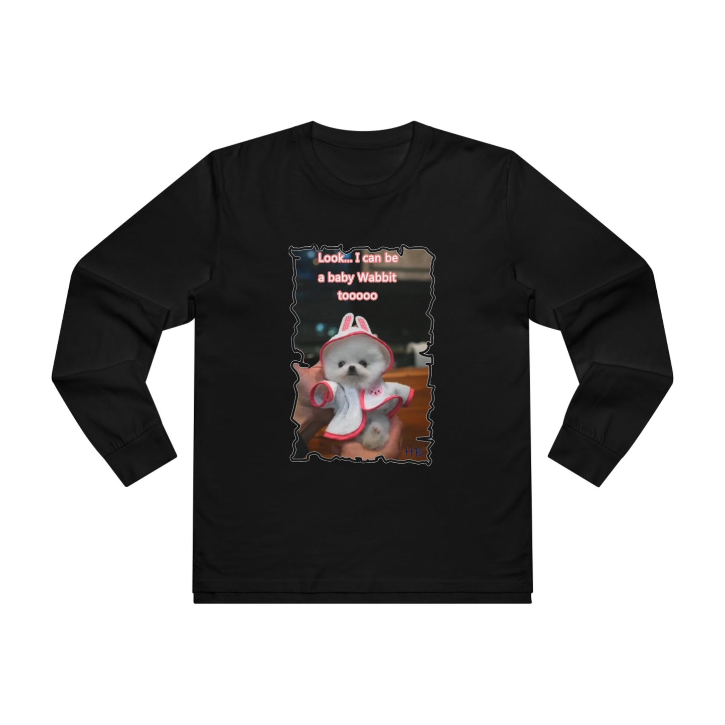 Bichon Maltese puppy dressed in a cute rabbit costume (Men's Base Longsleeve Tee - All-Season Wear)