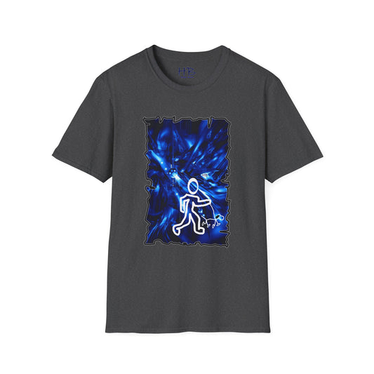The Artistic Threads of Unity Elegance: Dark Blue and White Walking with  A Tale of Togetherness Purpose Stickman with dog