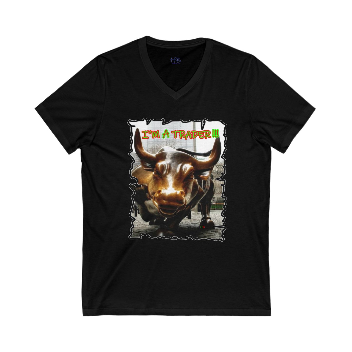 NYSE Wall-Street Bull "I'm a successful trader" (Unisex Jersey Short Sleeve V-neck - Comfortable Everyday Wear)