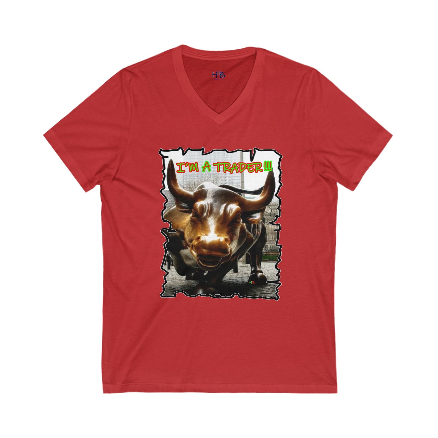 NYSE Wall-Street Bull "I'm a successful trader" (Unisex Jersey Short Sleeve V-neck - Comfortable Everyday Wear)