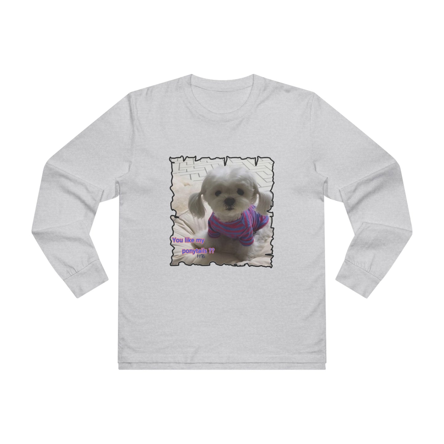 Bichon Maltese extra cute ponytails (Men's Base Longsleeve Tee - All-Season Wear)