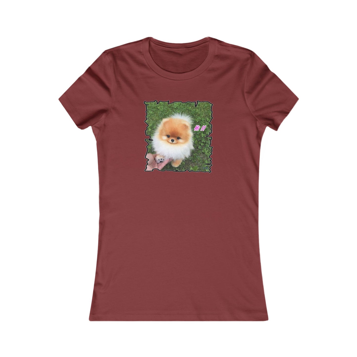 "Hi !!" Tiny adorable Bichon Maltese (Women - Premium Cotton Tee)