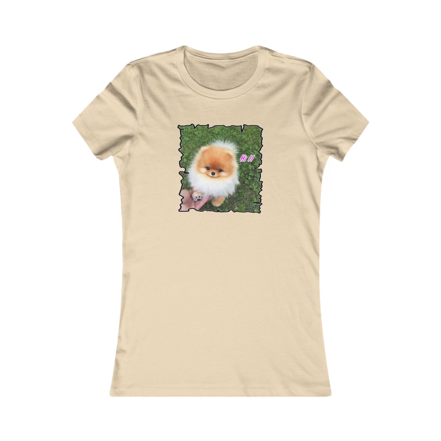 "Hi !!" Tiny adorable Bichon Maltese (Women - Premium Cotton Tee)