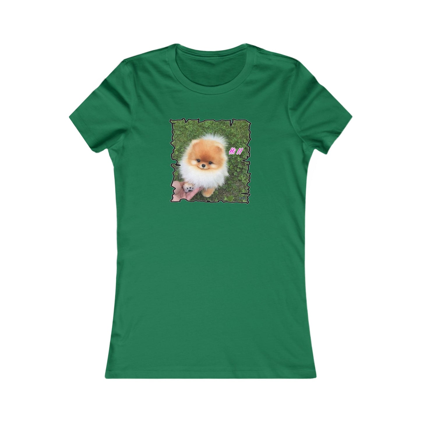 "Hi !!" Tiny adorable Bichon Maltese (Women - Premium Cotton Tee)