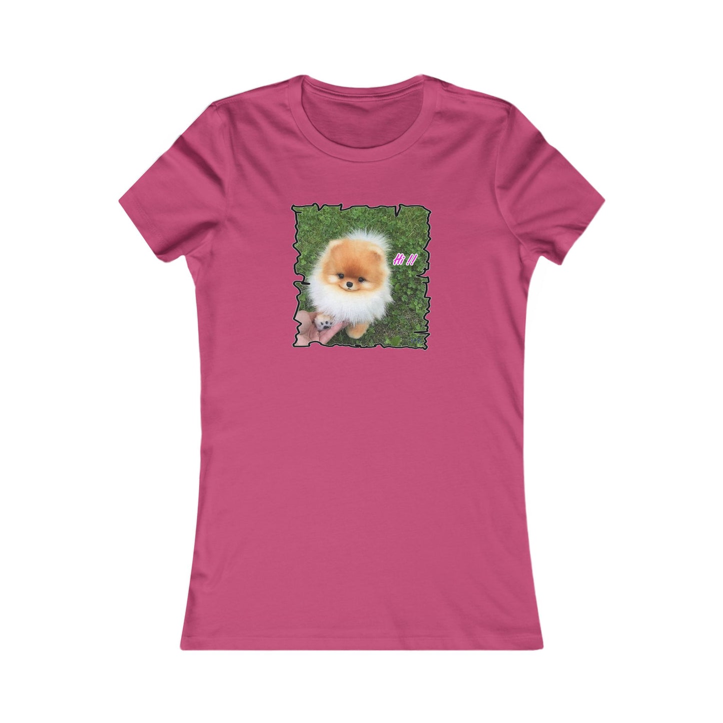 "Hi !!" Tiny adorable Bichon Maltese (Women - Premium Cotton Tee)