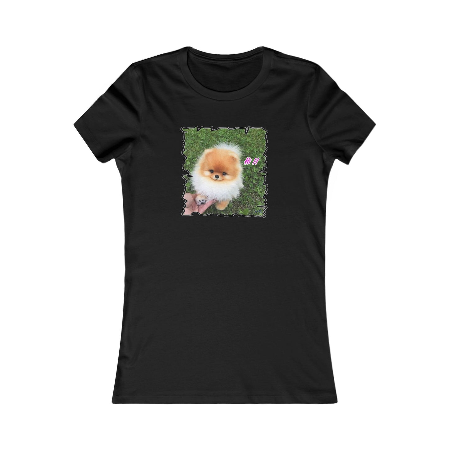 "Hi !!" Tiny adorable Bichon Maltese (Women - Premium Cotton Tee)