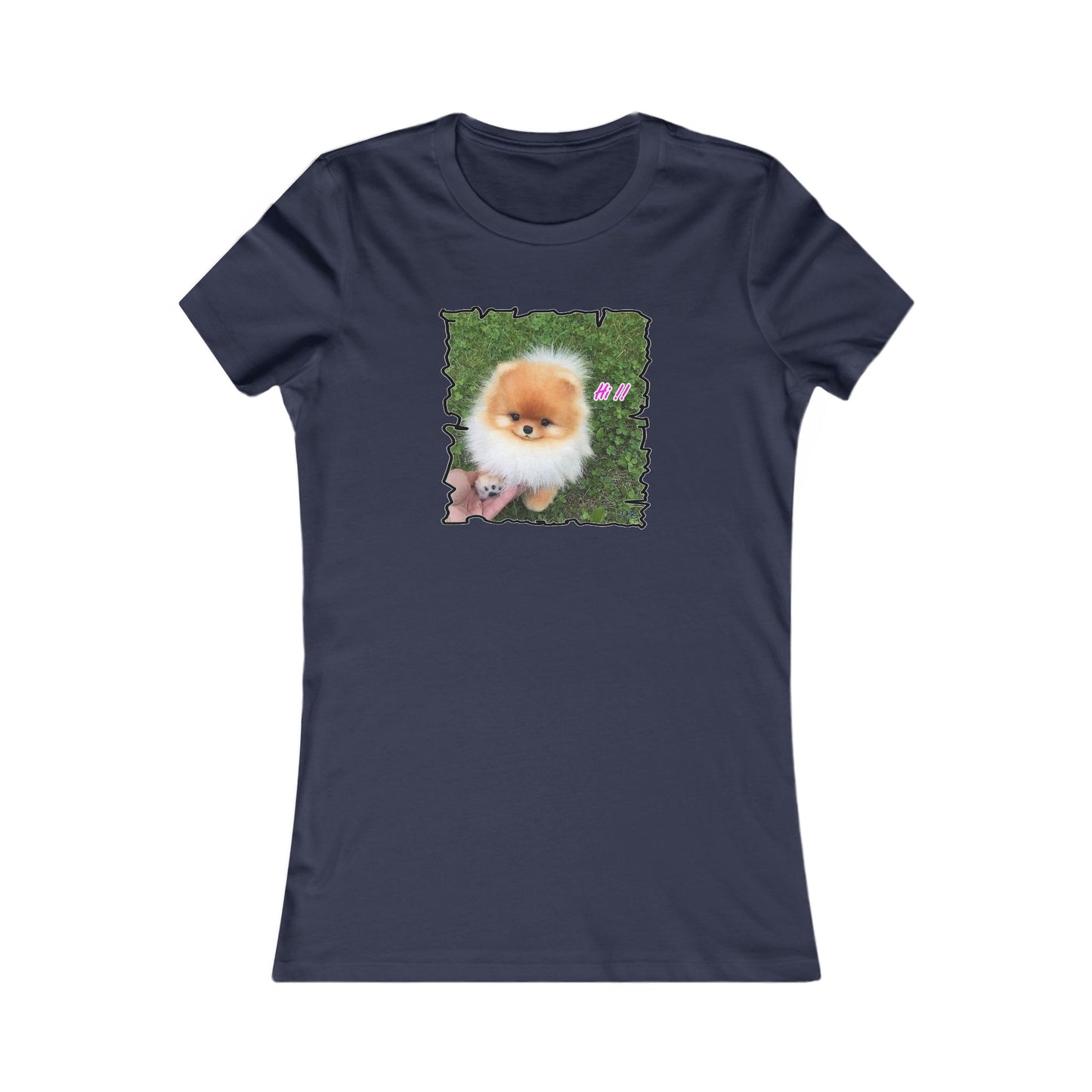 "Hi !!" Tiny adorable Bichon Maltese (Women - Premium Cotton Tee)