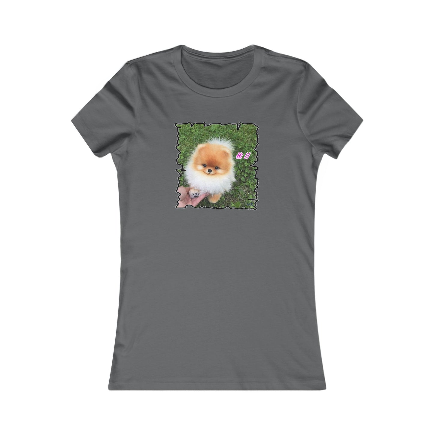"Hi !!" Tiny adorable Bichon Maltese (Women - Premium Cotton Tee)