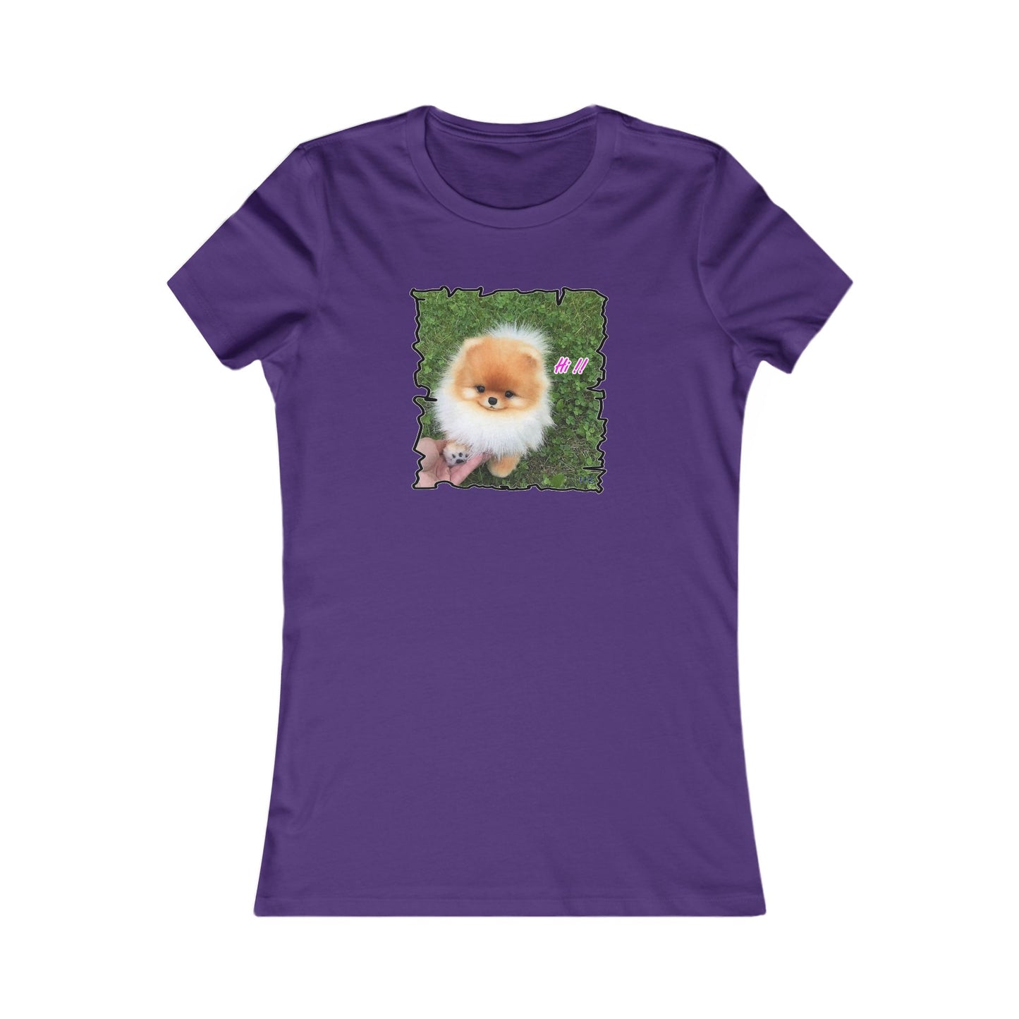 "Hi !!" Tiny adorable Bichon Maltese (Women - Premium Cotton Tee)