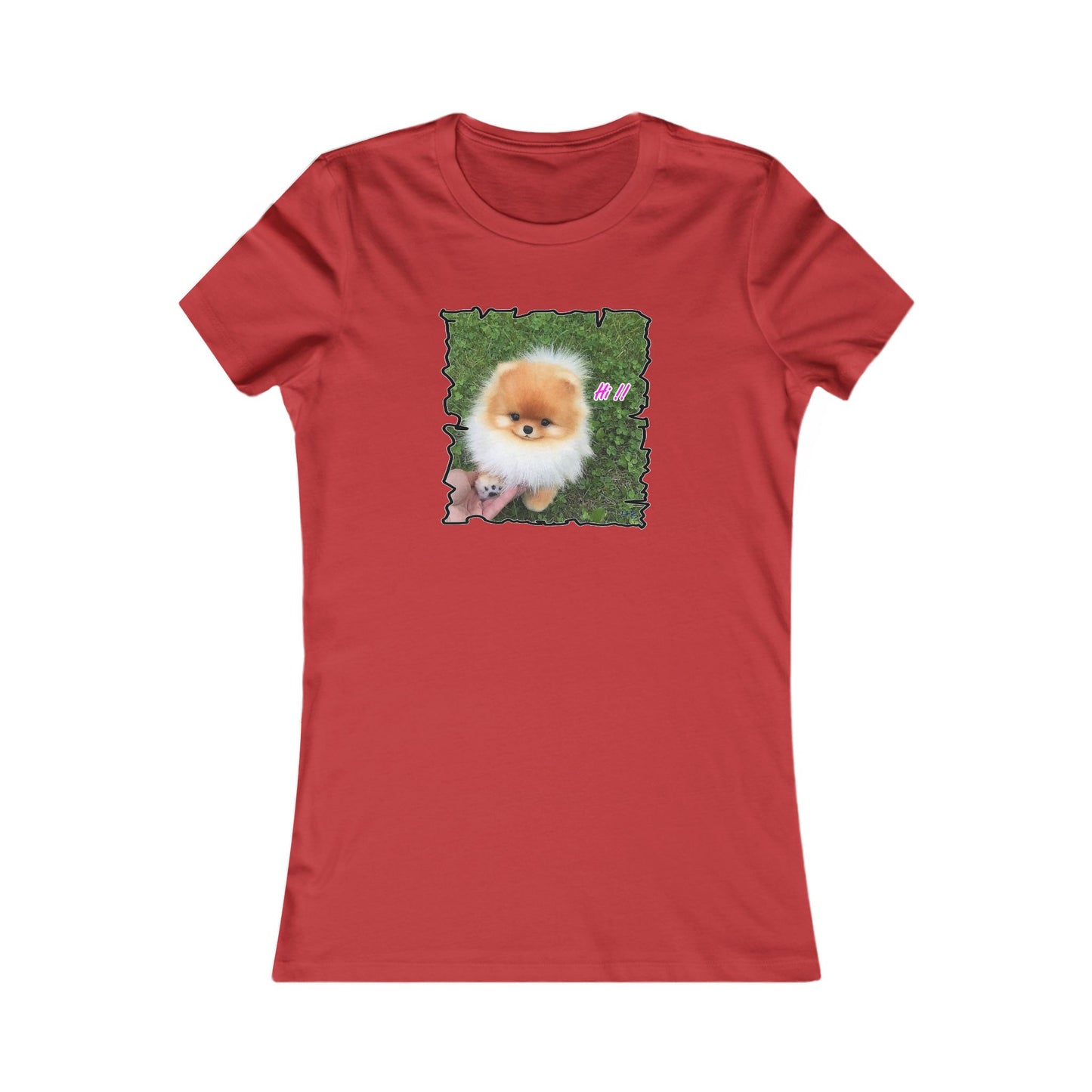 "Hi !!" Tiny adorable Bichon Maltese (Women - Premium Cotton Tee)