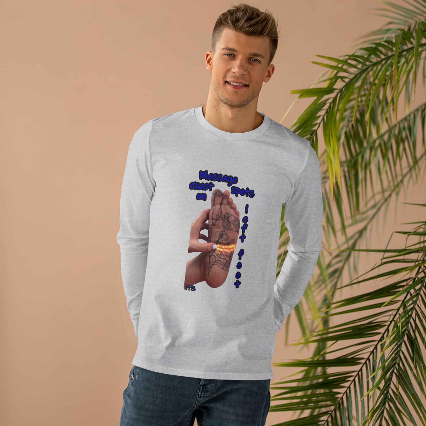Get Yours Now -- Foot-Palm Wellness Organic Harmony;  Self-Care Holistic Healthwear (Men's Base Longsleeve Tee - All-Season Wear)