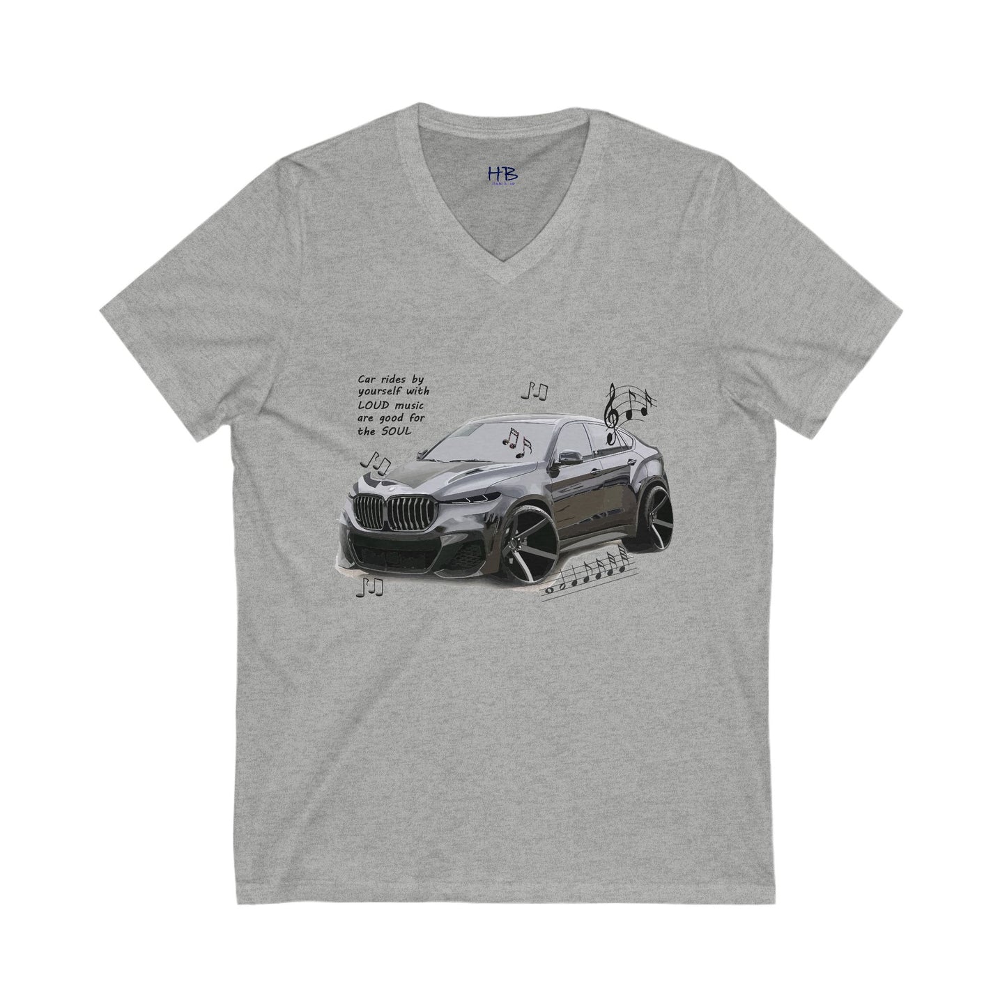 Car rides by yourself with LOUD music is good for the soul. Serenity. WANNA JOIN???  (Unisex Jersey Short Sleeve V-neck - Comfortable Everyday Wear)