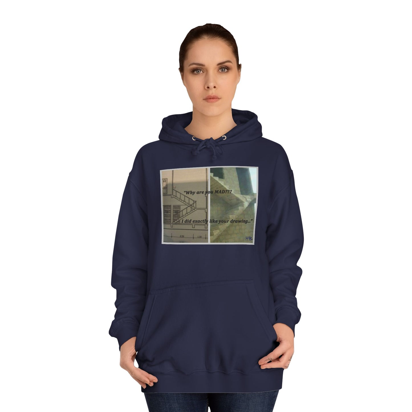 Get Yours Now -- Comical Architectural Irony Stairs Sketch (Hoodie - Cozy and Durable)