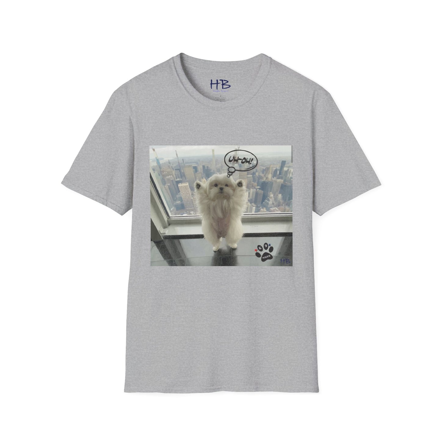 Bichon Maltese paws in the air in trouble with K9 dog patrol