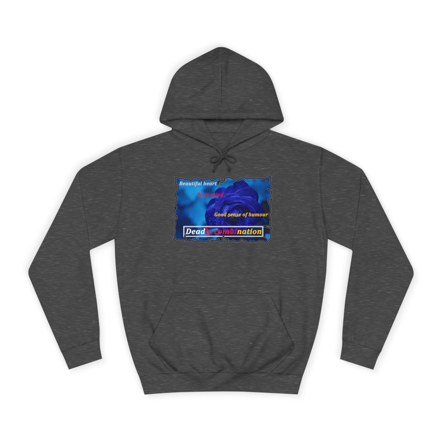 Sophisticated Edge Deadly Combo Elegance meets Attitude using Dark Blue Rose (Hoodie - Cozy and Durable)
