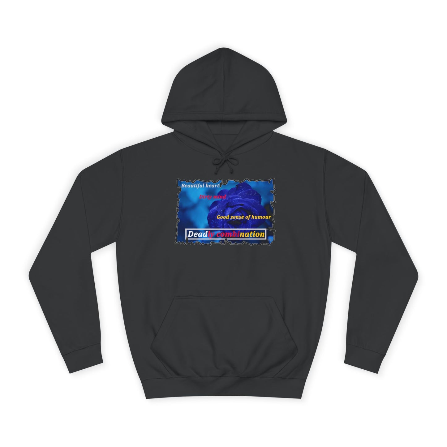 Sophisticated Edge Deadly Combo Elegance meets Attitude using Dark Blue Rose (Hoodie - Cozy and Durable)