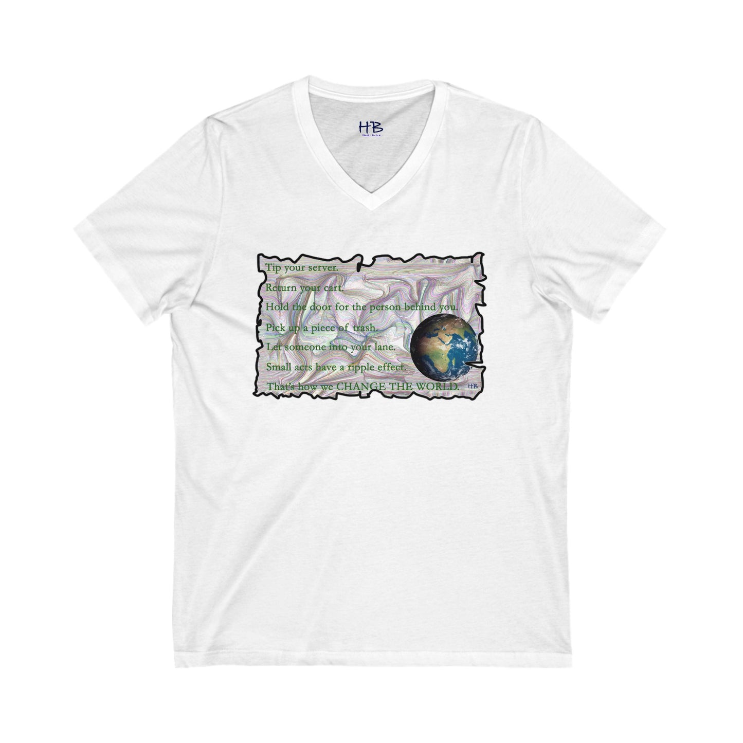 Take Action to Change the World Ripple Effect (Unisex Jersey Short Sleeve V-neck - Comfortable Everyday Wear)
