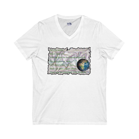 Take Action to Change the World Ripple Effect (Unisex Jersey Short Sleeve V-neck - Comfortable Everyday Wear)