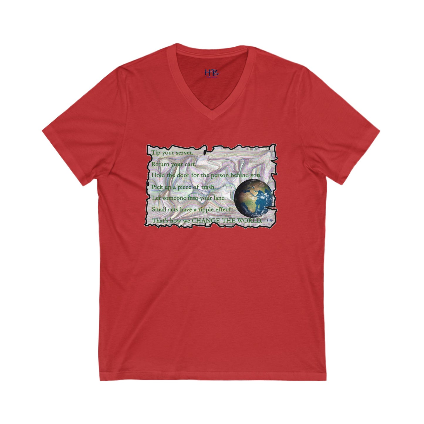 Take Action to Change the World Ripple Effect (Unisex Jersey Short Sleeve V-neck - Comfortable Everyday Wear)