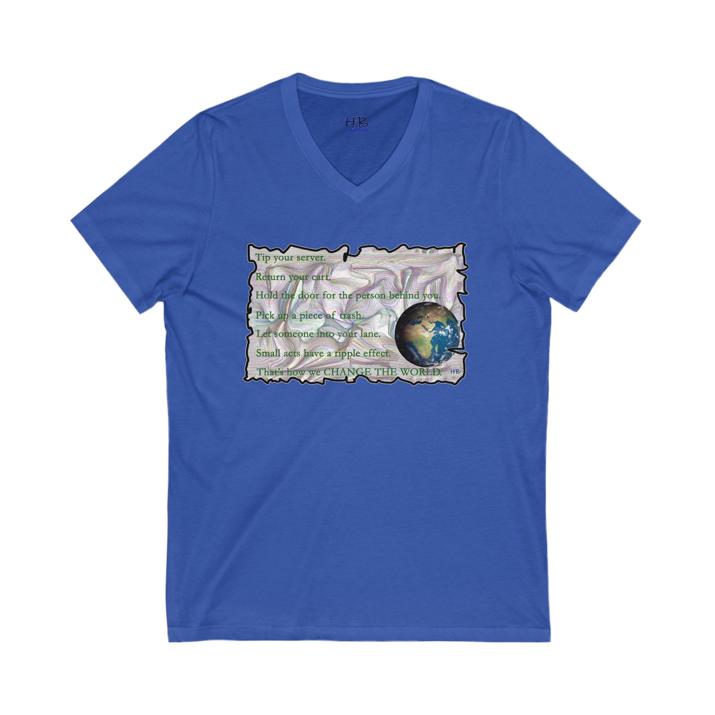 Take Action to Change the World Ripple Effect (Unisex Jersey Short Sleeve V-neck - Comfortable Everyday Wear)