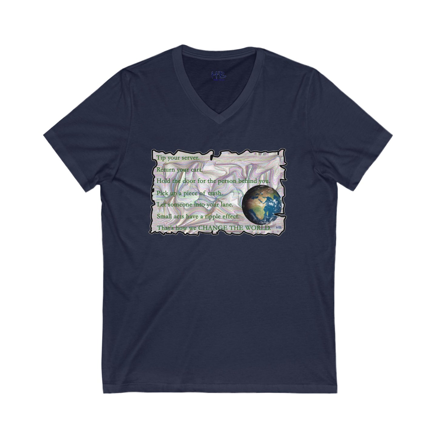 Take Action to Change the World Ripple Effect (Unisex Jersey Short Sleeve V-neck - Comfortable Everyday Wear)